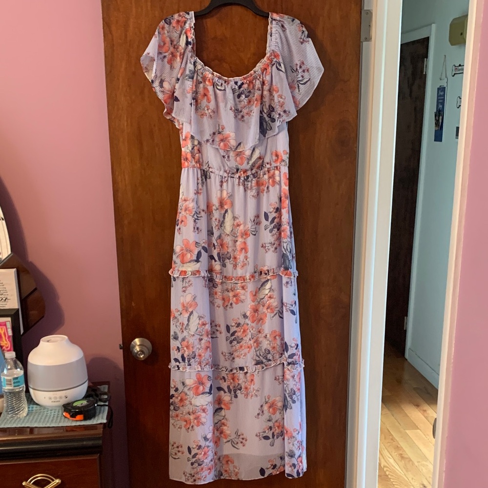 Chetta B Floral Maxi Dress - Pink and blue